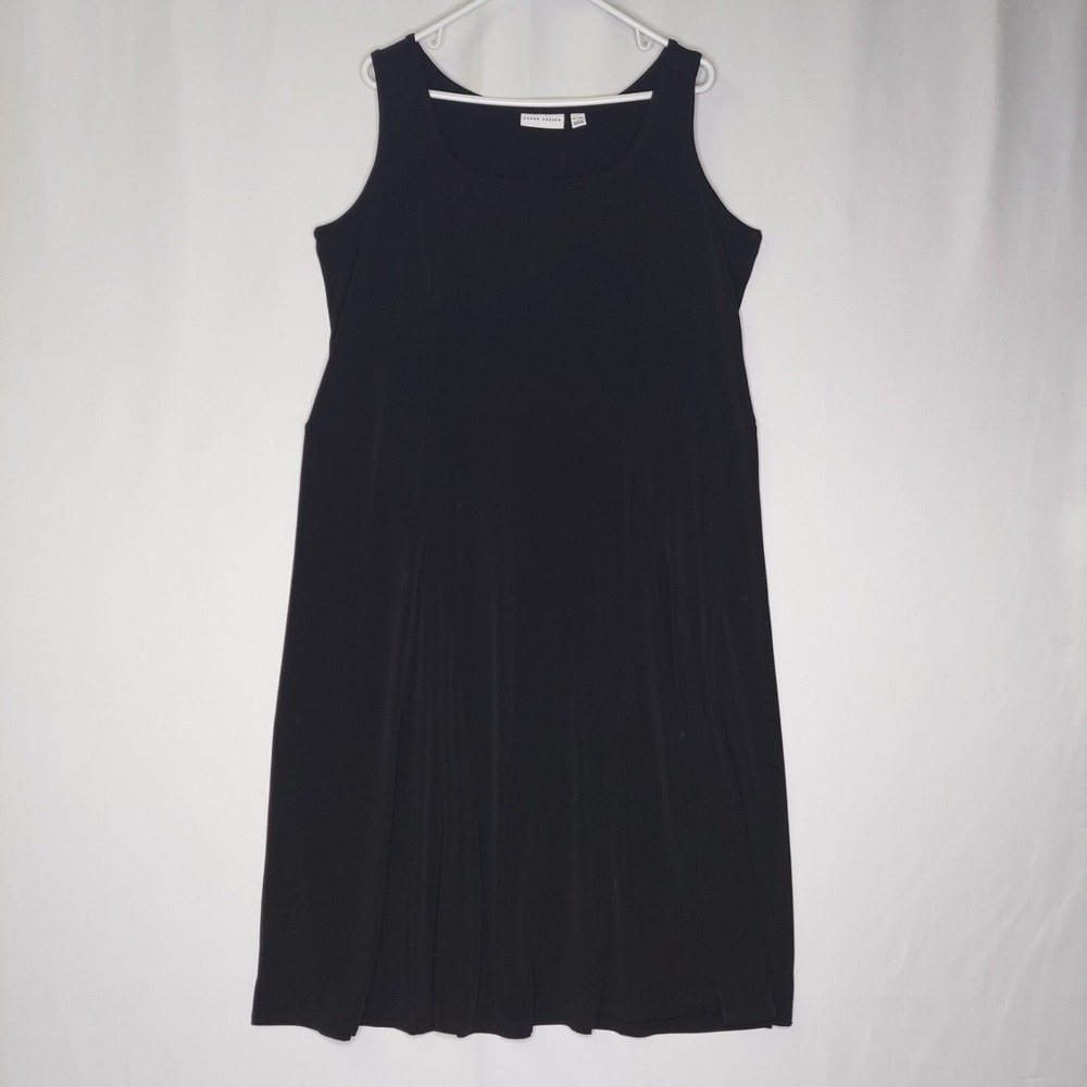 Susan Graver Sleeveless Dress XLP Black‎ Stretch Knit Square Neck Basic Witchy